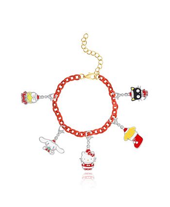 Sanrio Hello Kitty Girls Necklace and Bracelet with 12 Sanrio Charms Customizable Advent Set - Officially Licensed