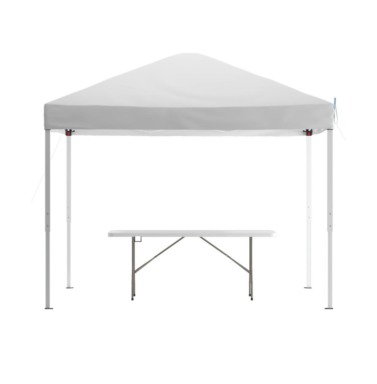 Outdoor Event/Tailgate Tent Set With Pop Up Event Canopy And Carry Bag And Bi-Fold Table With Carrying Handle - White