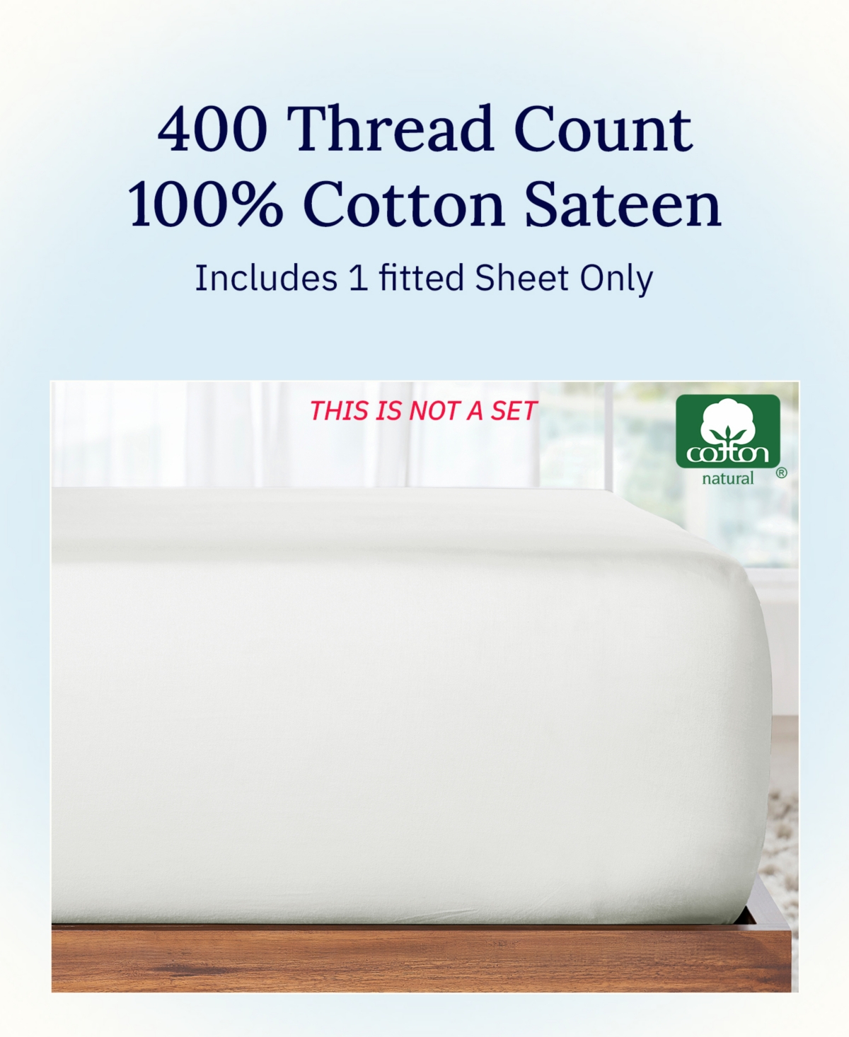 California Design Den Soft 400 Thread Count 100% Cotton Deep Pocket Fitted Sheet Only by