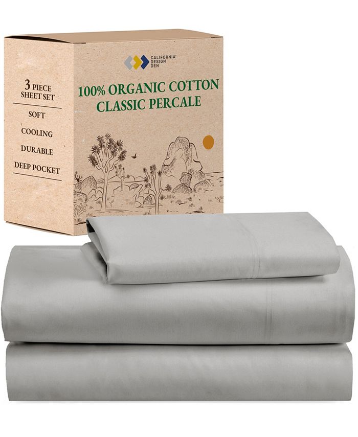 California Design Den Sheets Set, GOTS Certified 100 Organic Cotton