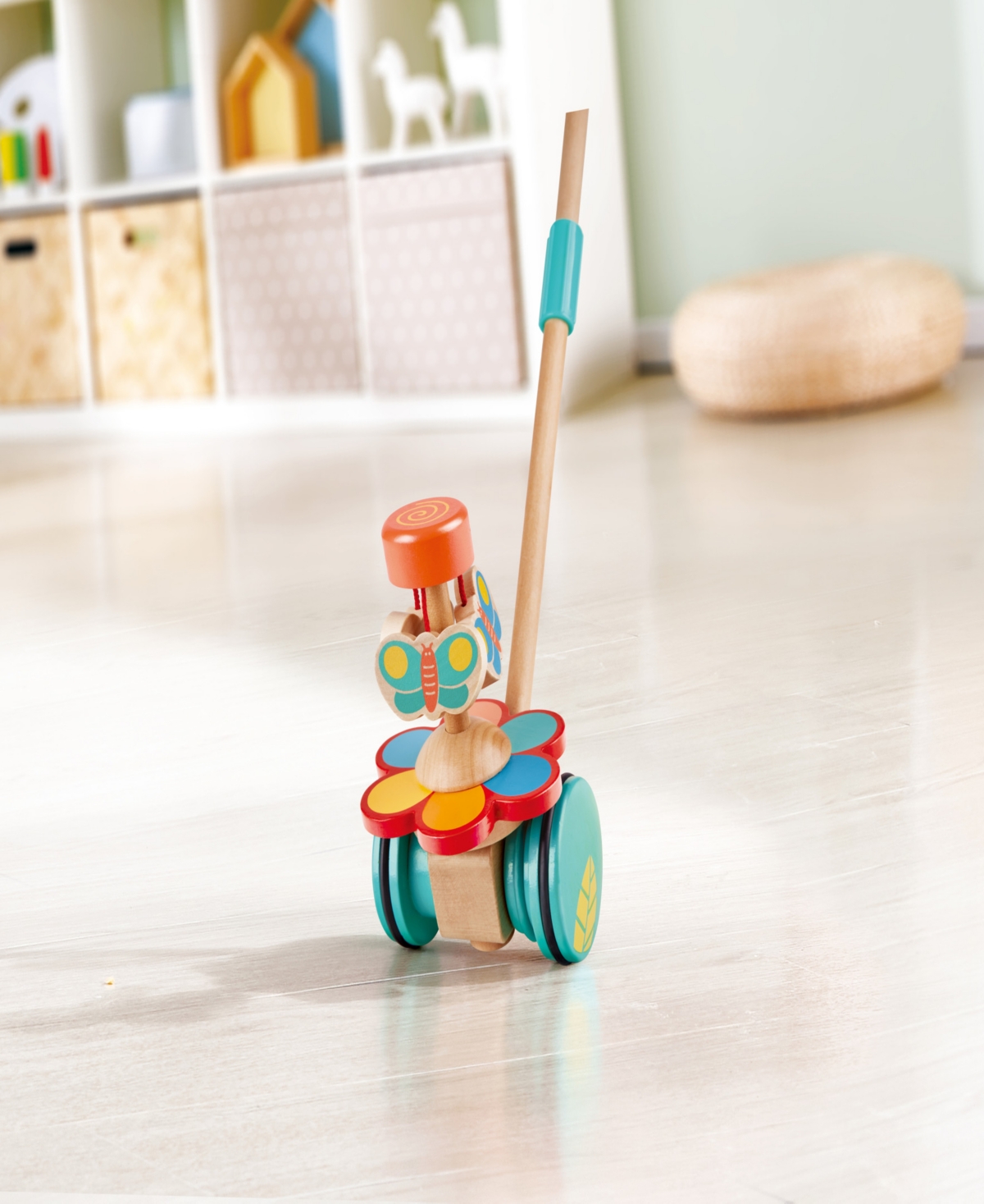 Hape Wooden Push Pull Dancing Butterflies Toddler Toy In Multi