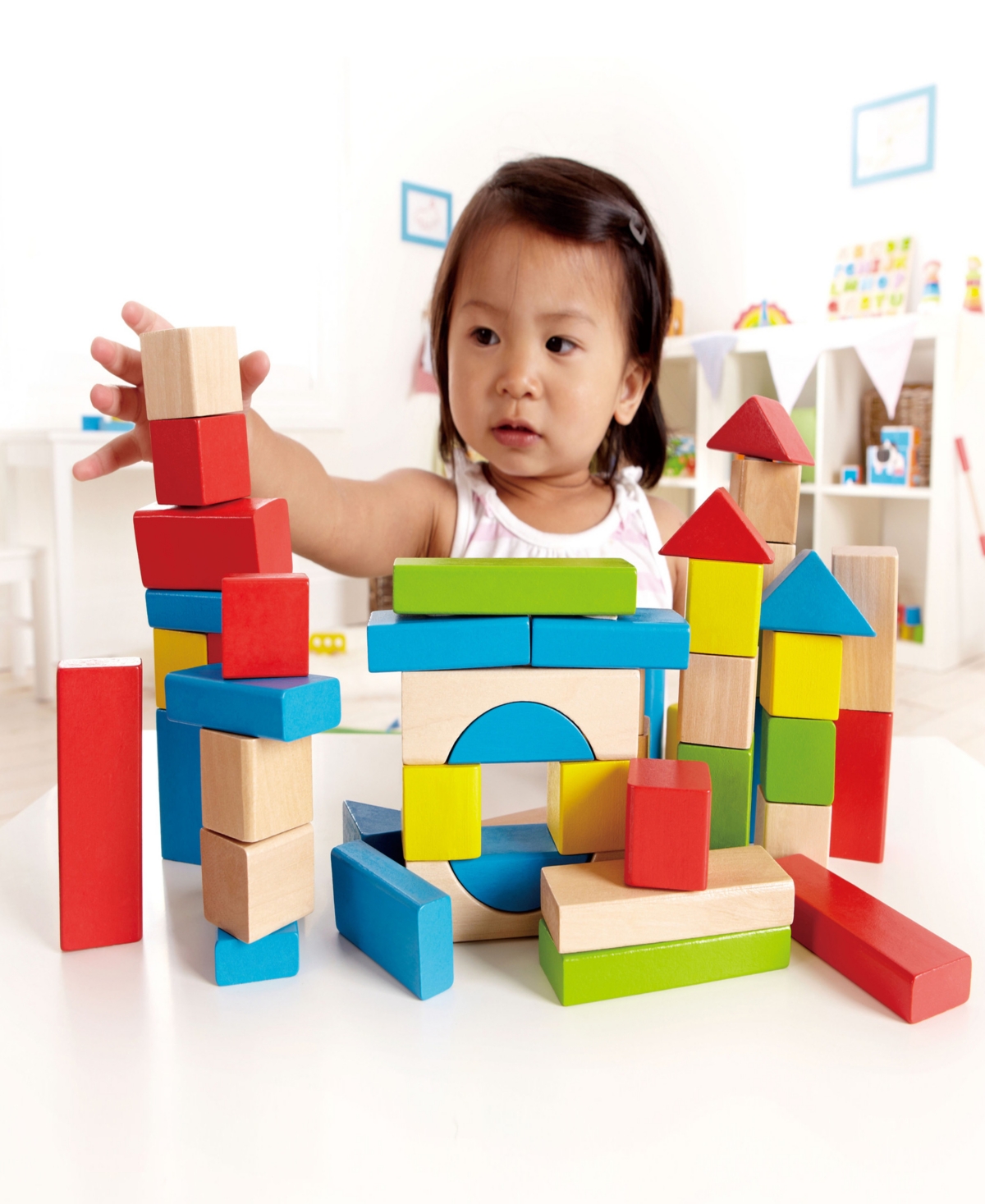 Shop Hape Maple Wood Kids Building 50 Blocks In Multi