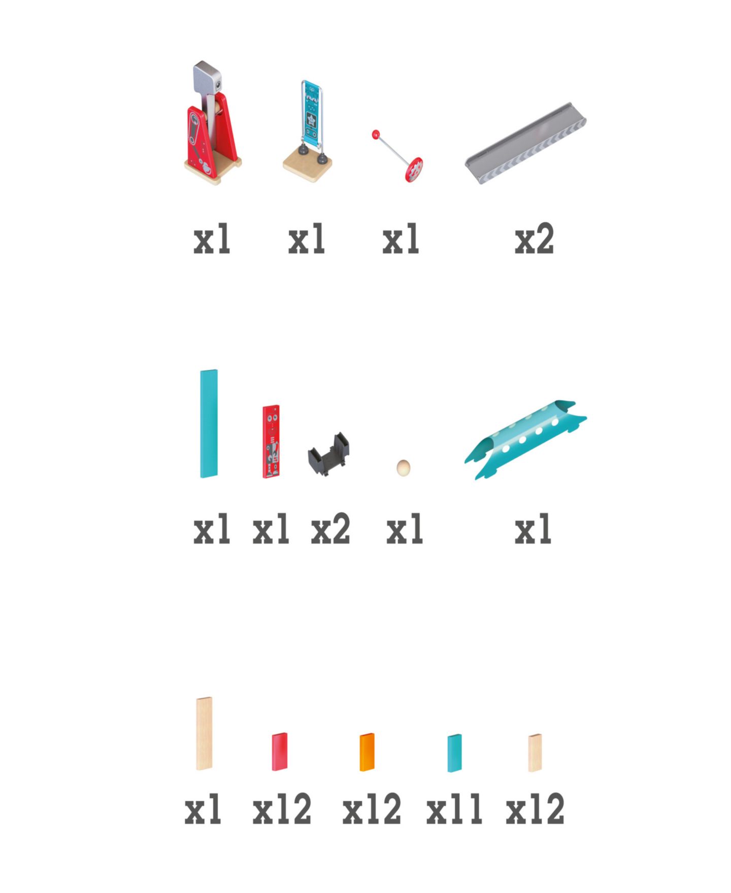 Детские конструкторы Hape Robot-Themed Mighty Hammer 59-Piece Domino Ball Set, Ages 4+ — фото 3