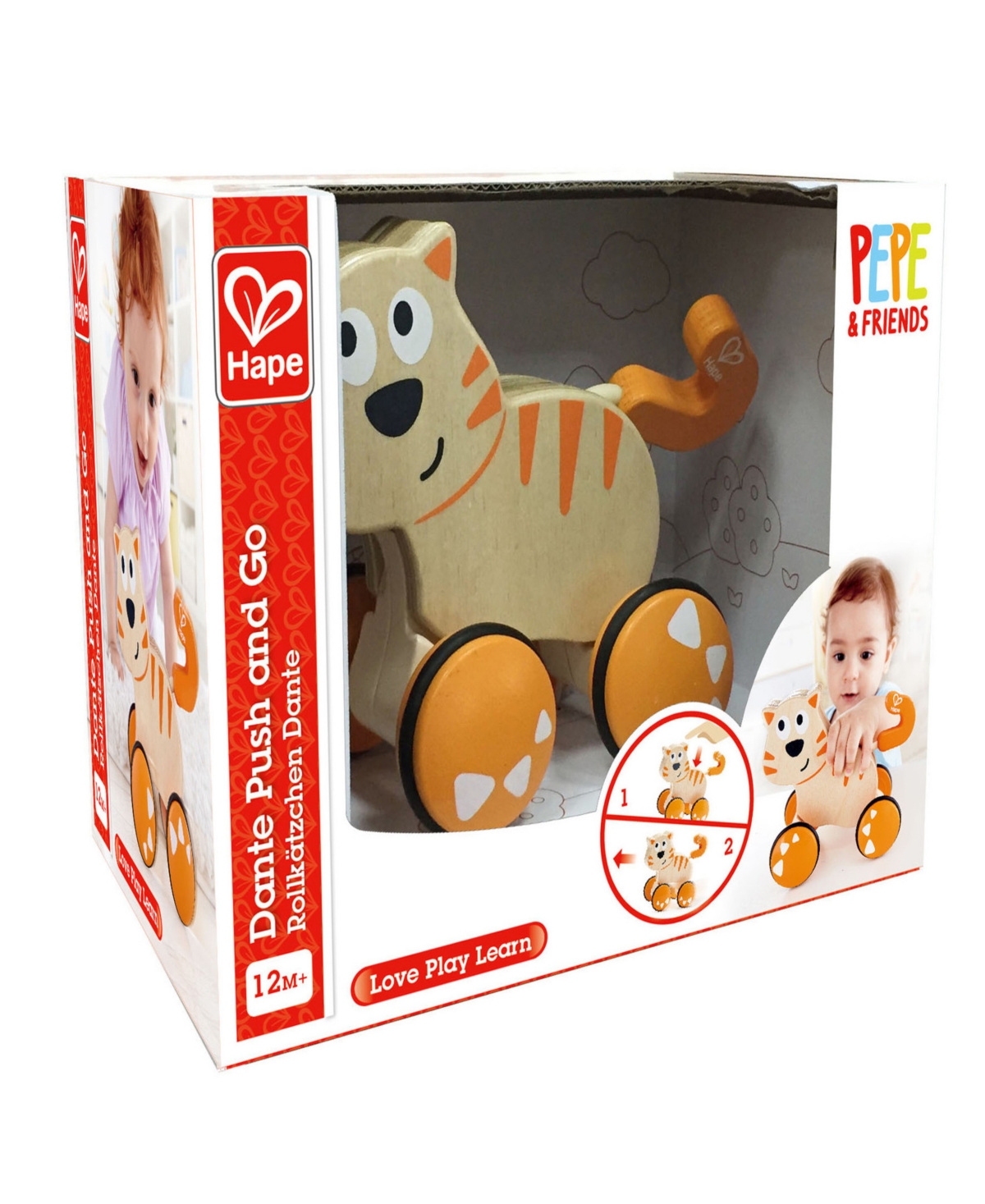 Hape Dante Cat Push Go Toddler Toy In Multi