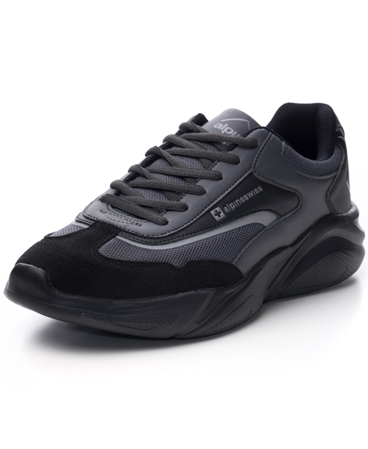 Stuart Mens Chunky Sneakers Retro Platform Dad Tennis Shoes - Black white