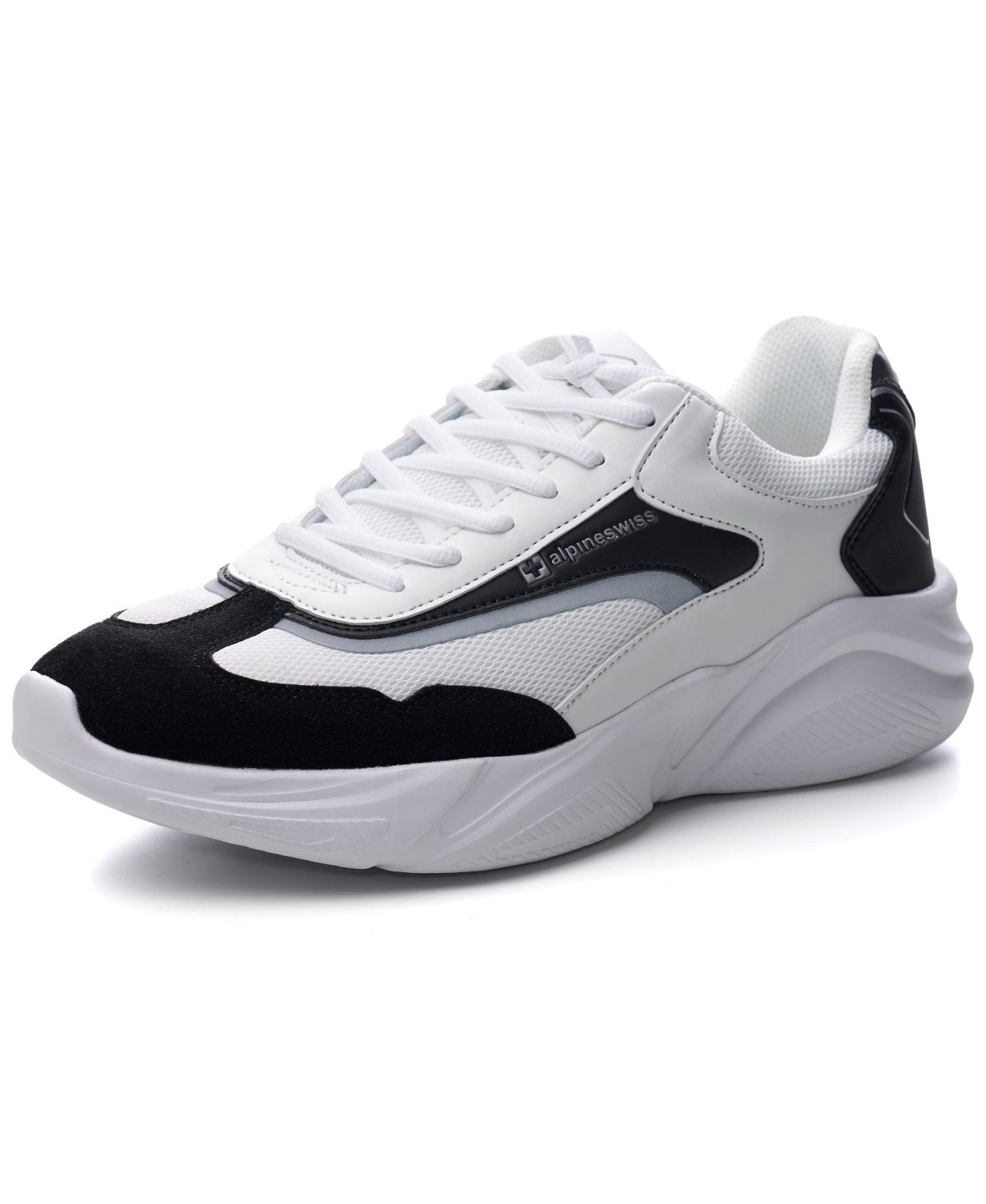 Stuart Mens Chunky Sneakers Retro Platform Dad Tennis Shoes - Black white