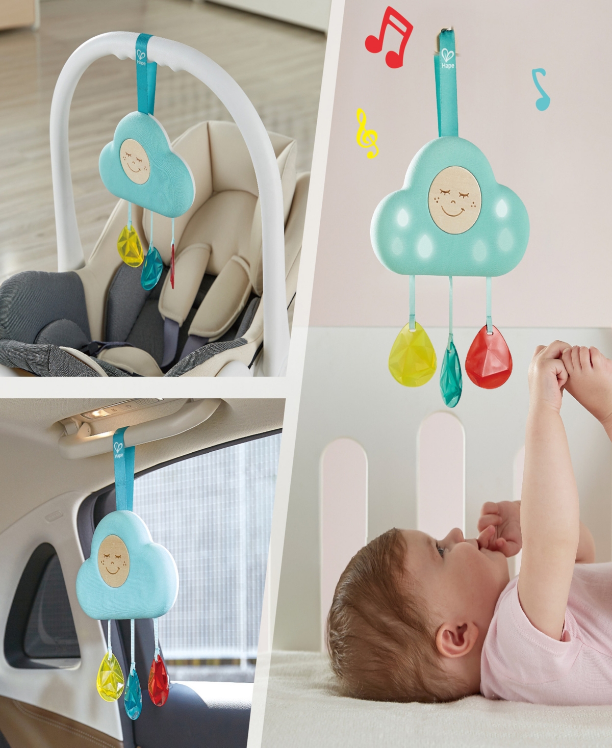 Hape Musical Cloud Light Baby Crib Toy In Multi
