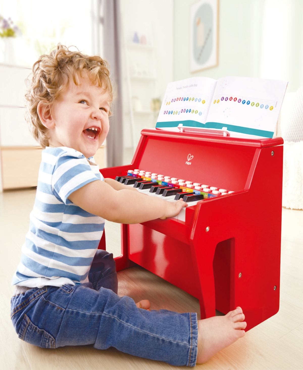 Hape Learn With Lights- Red Electronic Piano In Multi