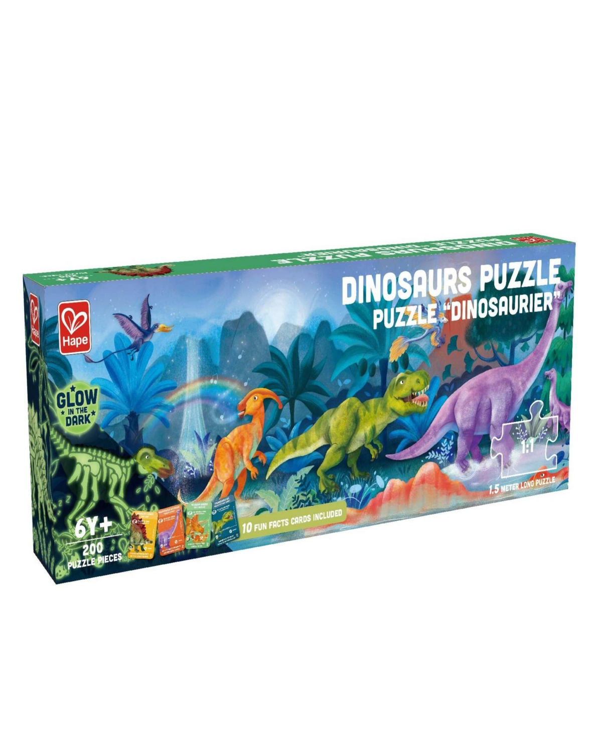 Hape Kids' Dinosaurs Giant Glow-in-the Dark Puzzle, 200 Pieces In Multi