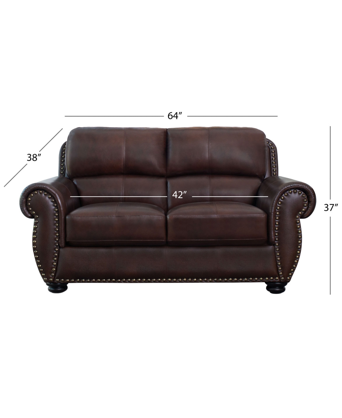 Shop Abbyson Living Arther 64" Leather Traditional Loveseat In Brown