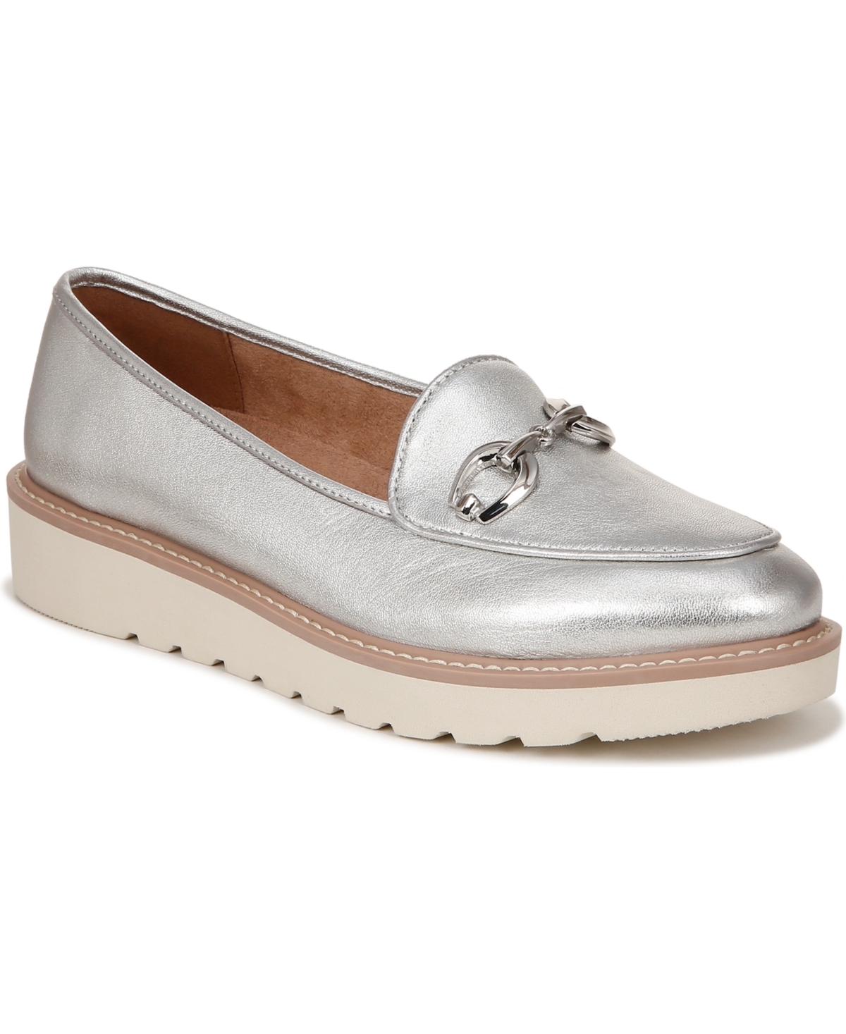 Naturalizer Adiline-bit Lug Sole Loafers In Silver Leather