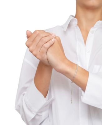 Rhodium-Plated Cubic Zirconia Tennis-Style Slider Bracelet