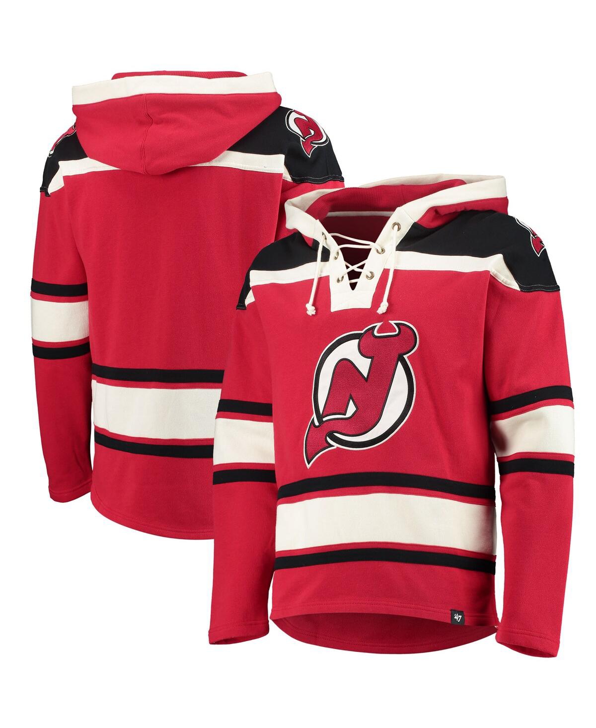 47 Brand Men's Nico Hischier Red New Jersey Devils Player Name Number Lacer Pullover Hoodie In Red