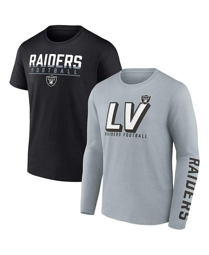 Fanatics Men's Silver, Black Las Vegas Raiders TwoPack Tshirt Combo