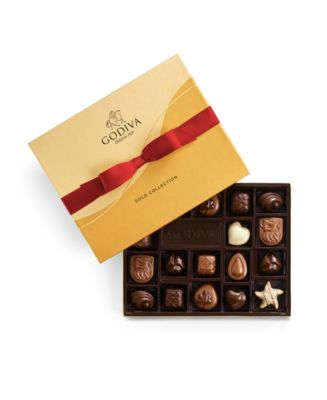 Godiva Assorted Chocolate Gold Gift Box, Red Ribbon, 18 Piece - Macy's