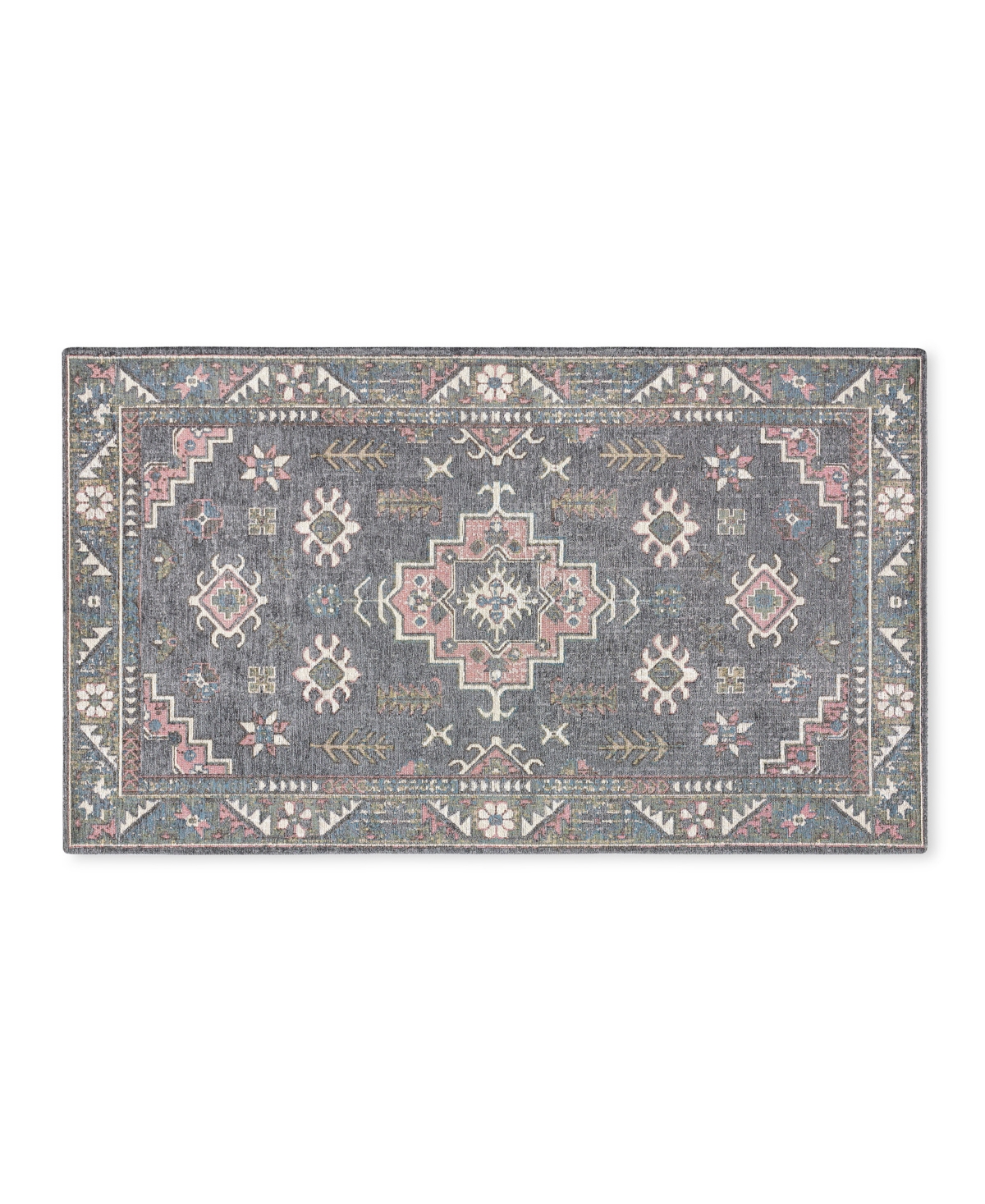 Town & Country Living Luxe Livie Everwash Kitchen Mat 27592 2' X 3'4" Area Rug In Gray,rose