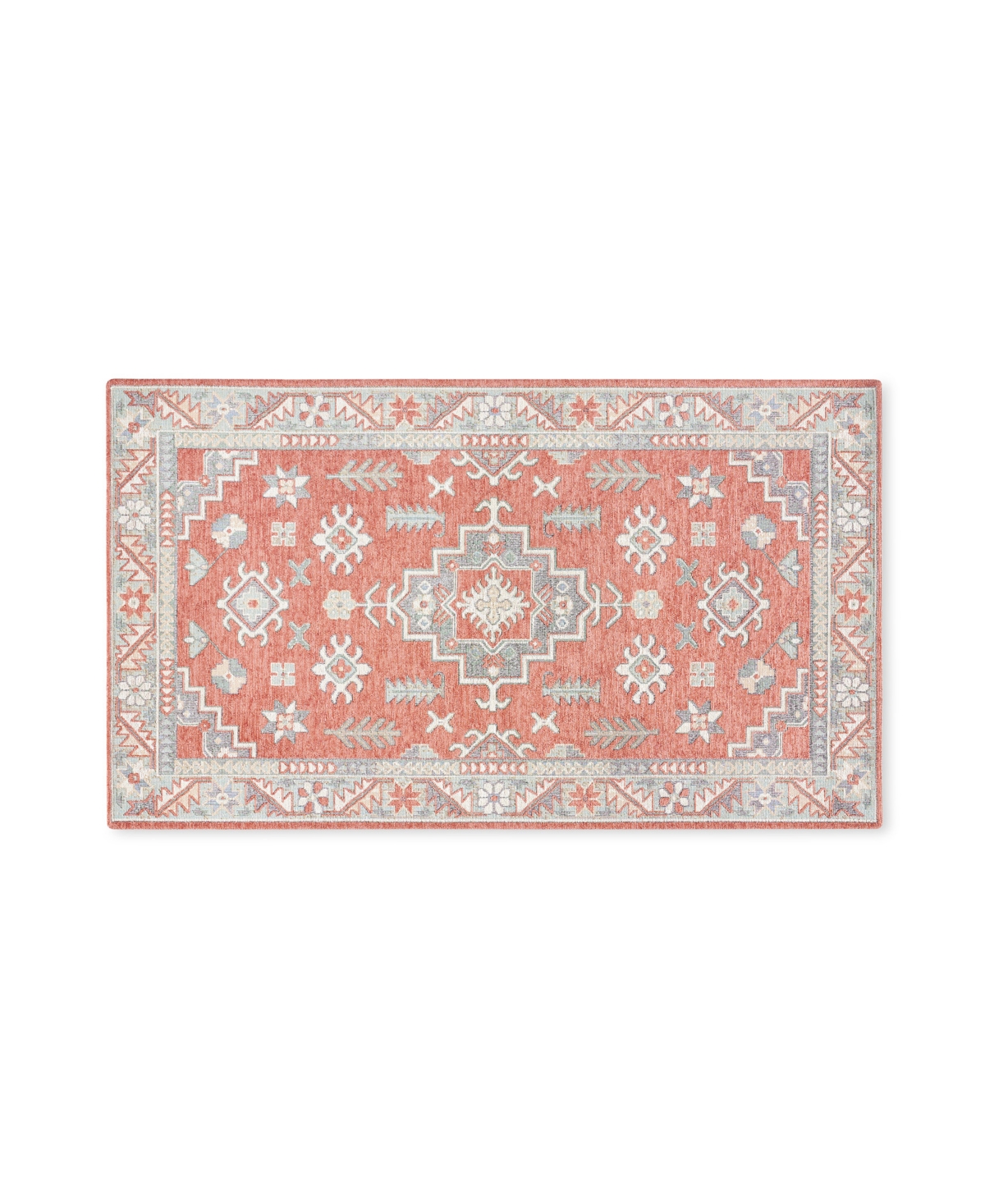 Town & Country Living Luxe Livie Everwash Kitchen Mat 27592 2' X 3'4" Area Rug In Coral,gray