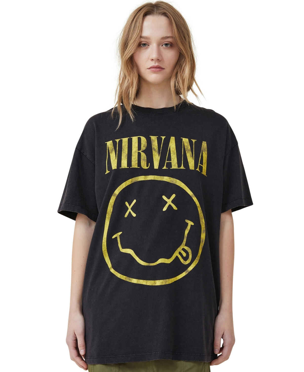 Shop Cotton On Women's The Oversized Nirvana T-shirt In Nirvana Face Logo
