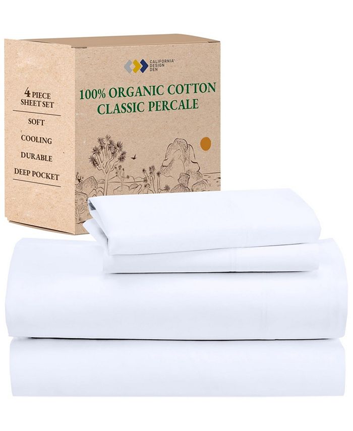 California Design Den Full Sheets Set, GOTS Certified 100 Organic