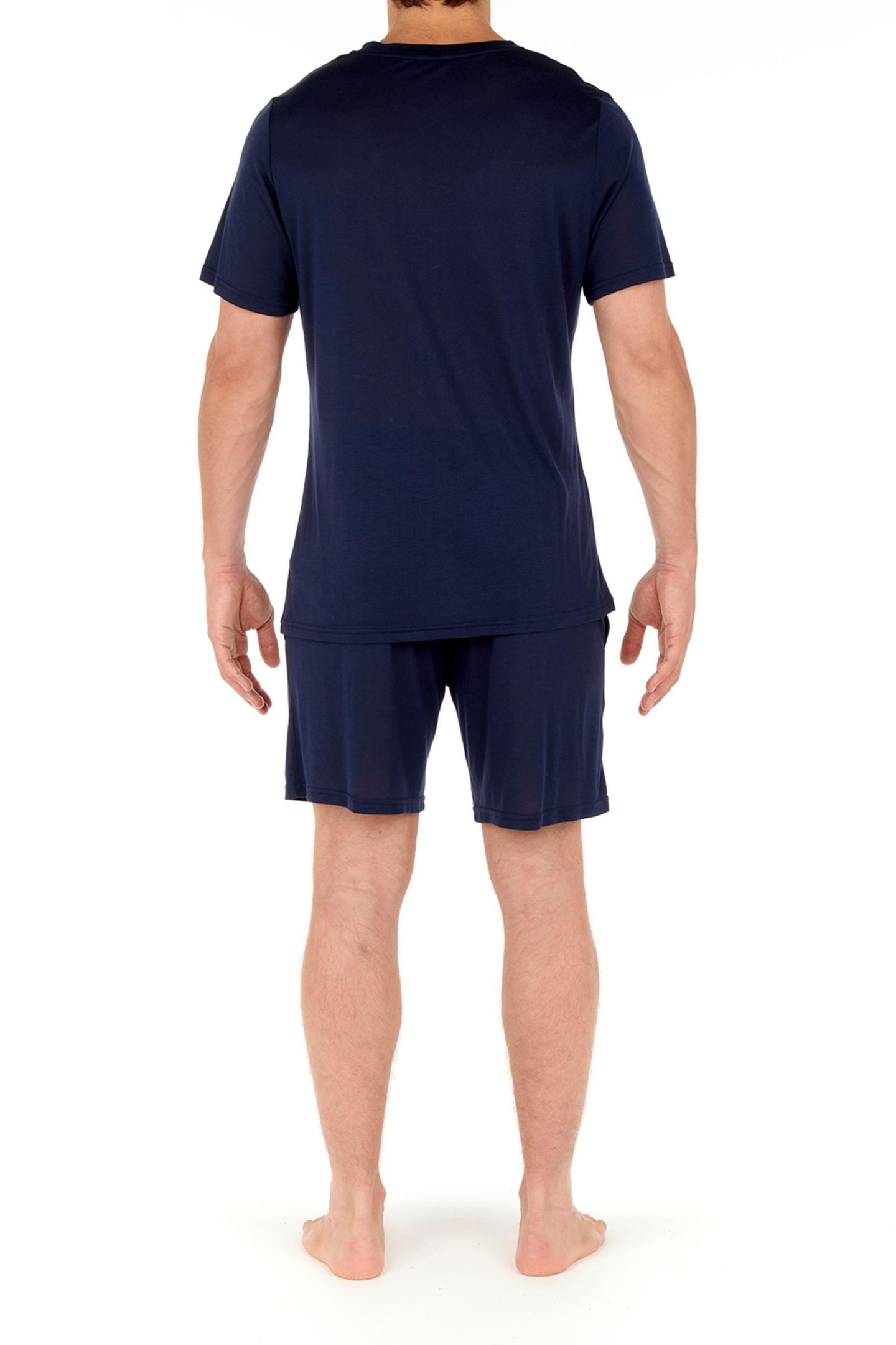 Мужская рубашка HOM Short Sleeve V-Neck, цвет: Тёмно-синий — фото 2