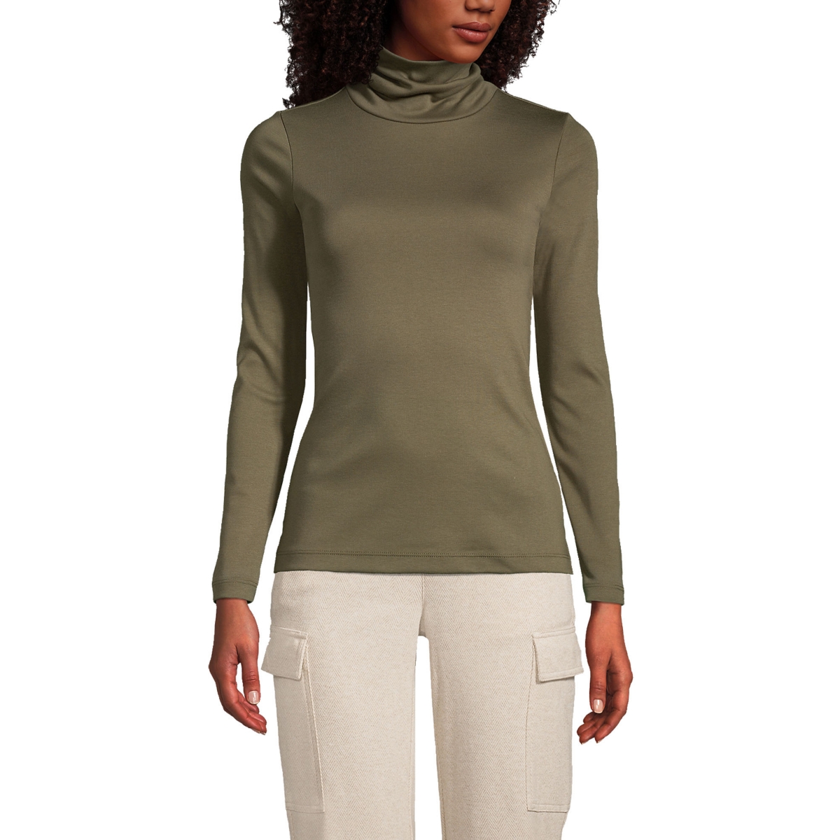 Lands End Women s Supima Cotton Long Sleeve Turtleneck T shirt In
