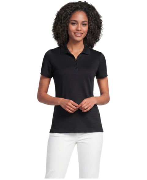 Женское поло Lands' End Supima Cotton Polo, цвет: Чёрный