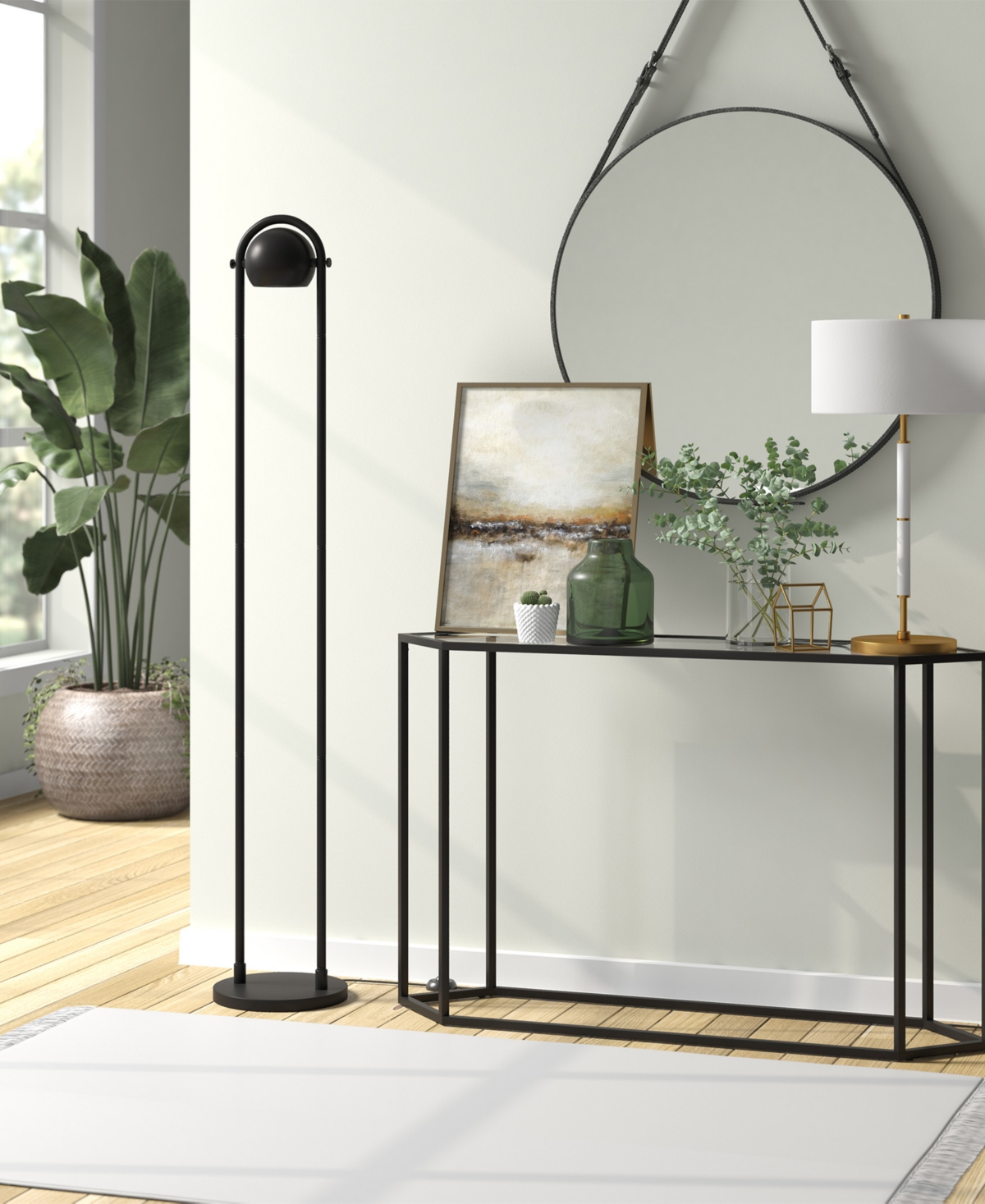 Shop Hudson & Canal Delgado 64" Tall Floor Lamp With Metal Shade In Blackened Bronze