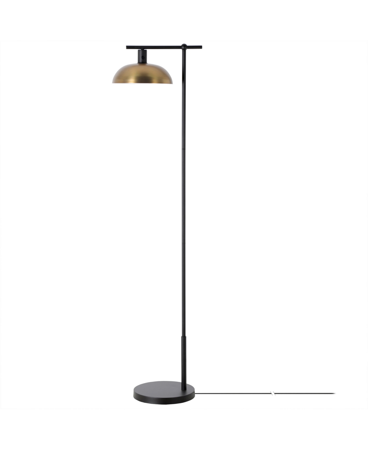 Hudson & Canal Conan 68" Metal Floor Lamp With Metal Shade In Blackened Bronze,antique Brass