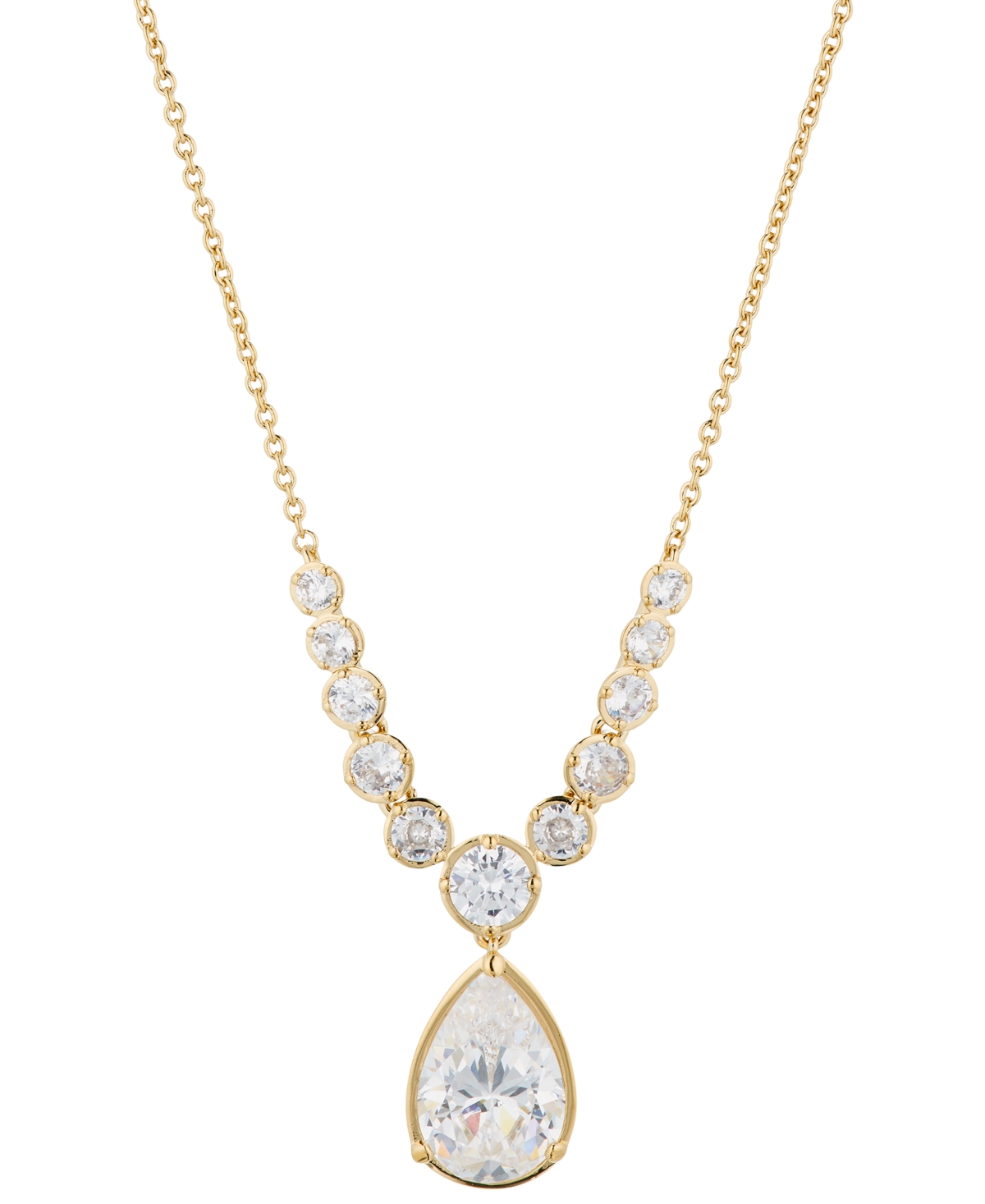 Eliot Danori 18k Gold-plated Pear-shape Cubic Zirconia Pendant Necklace, 16" + 2" Extender, Created For Macy's