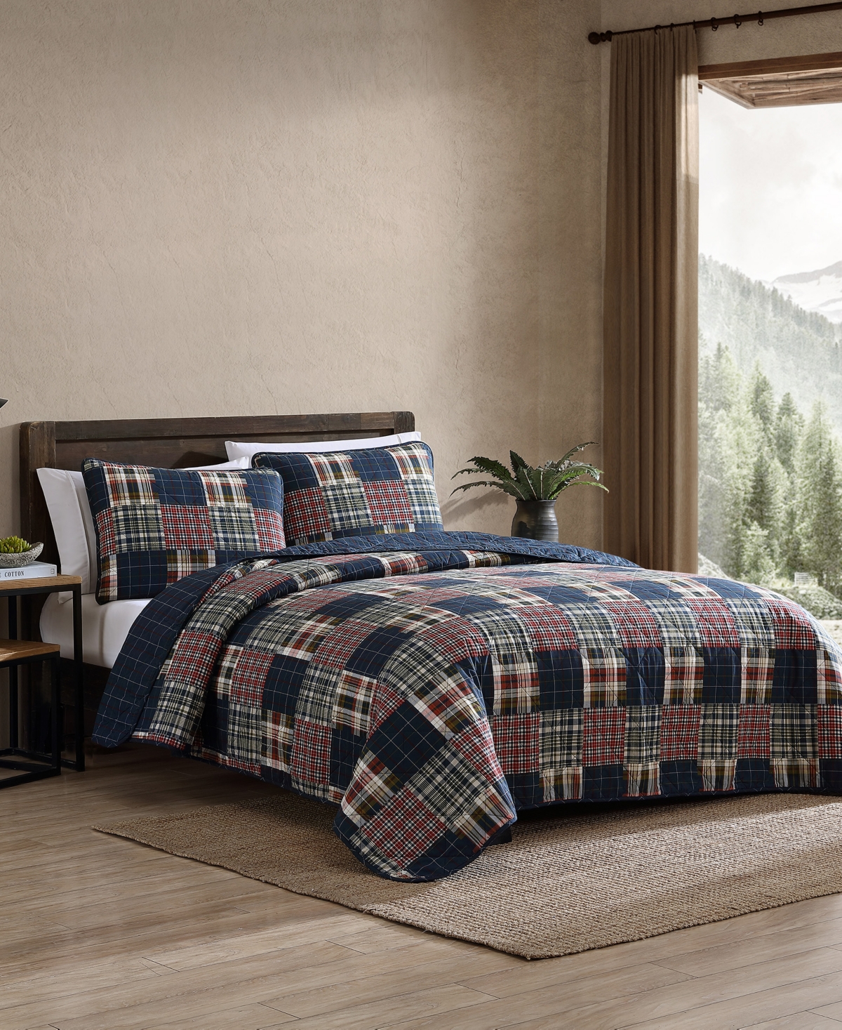 Eddie Bauer Madrona Plaid Reversible -Piece Quilt Set