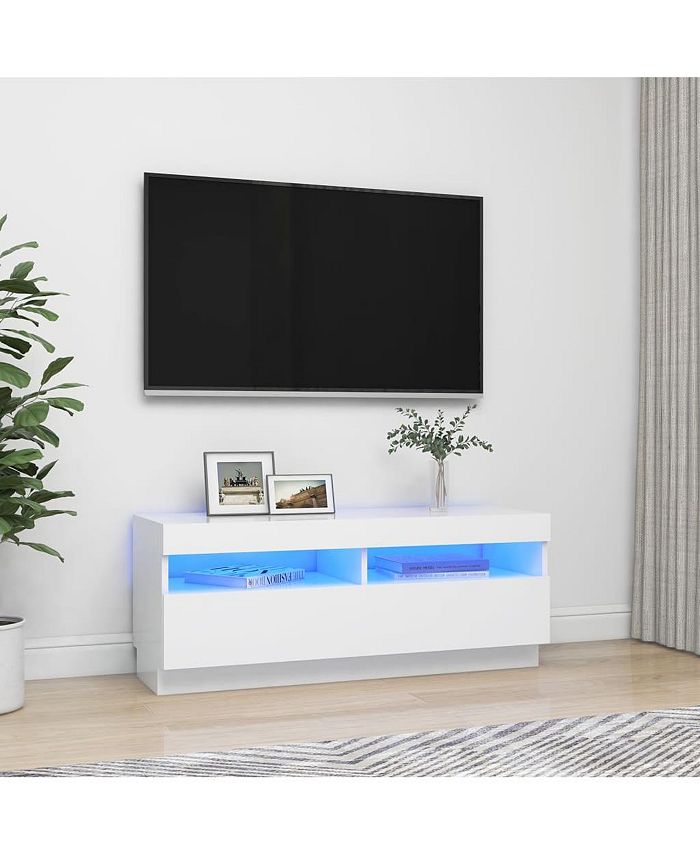 vidaXL TV Stand with LED Lights White 39.4"x13.8"x15.7" Macy's