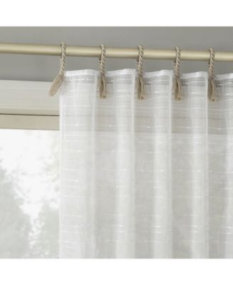 Noemi Slub Stripe Rope Tab Semi Sheer Tab Top Curtains
