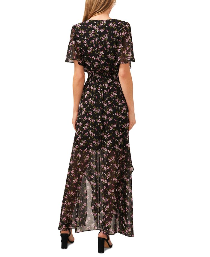 CeCe Women's Smocked-Waist Flutter-Sleeve Maxi Dress - Macy's