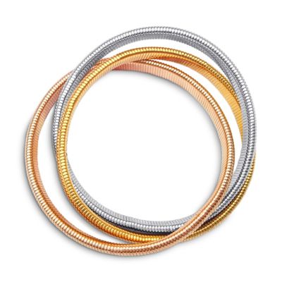 Omega Snake Cobra Wide Bangle Twisted Bracelet Set Gold Plated Stainless Steel