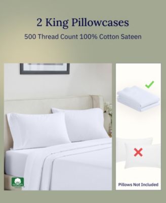 500 Thread Count Cotton 2 Piece Pillowcases, King Size
