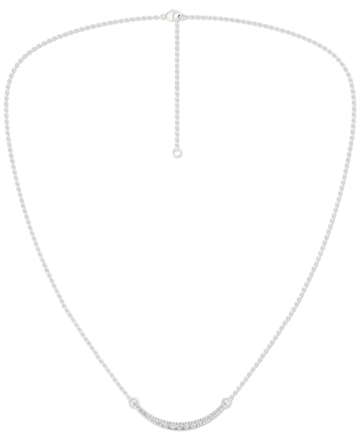 Forever Grown Diamonds Lab Grown Diamond Curved Bar Collar Necklace (1/2 Ct. T.w.) In Sterling Silver, 16" + 2" Extender