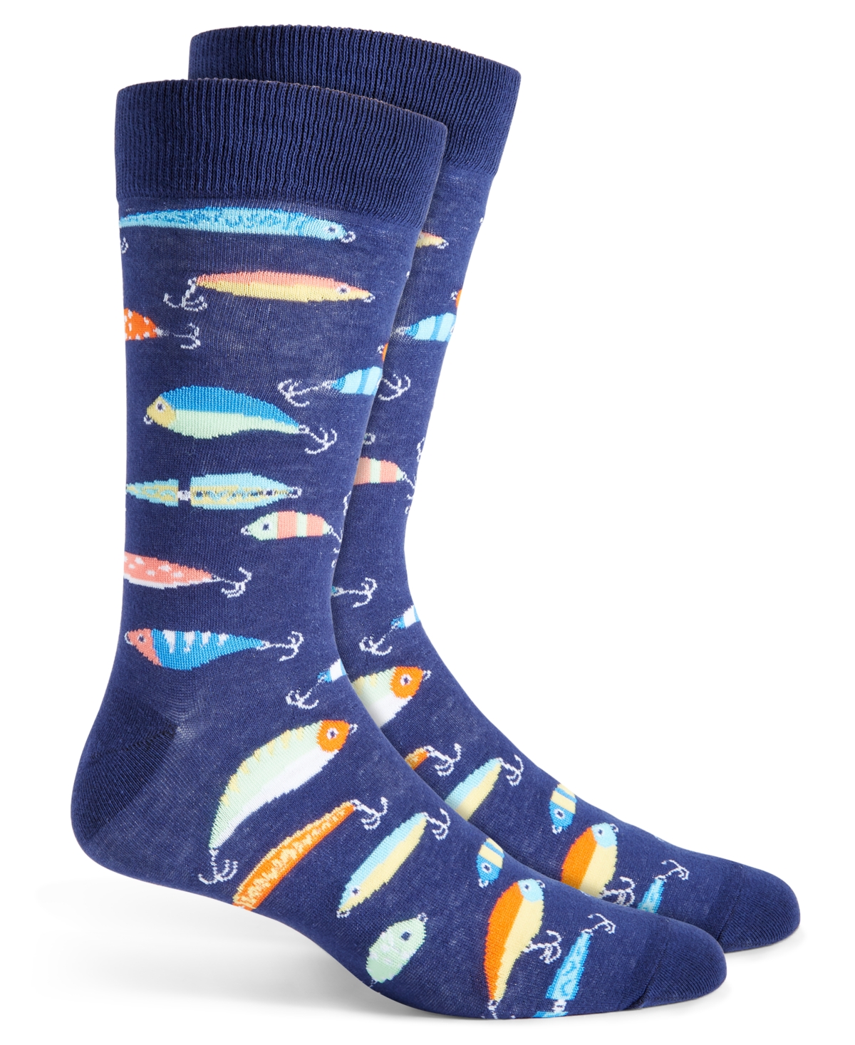 Men's Fishing Lure Crew Socks, Created for Macy's - Green