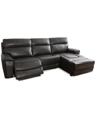 CLOSEOUT! Hutchenson 114.5" 3-Pc. Zero Gravity Leather Sectional with 1 Power Recliner and Chaise, Created for Macy's
