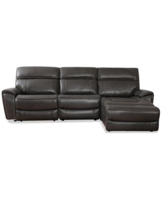 CLOSEOUT! Hutchenson 114.5" 3-Pc. Zero Gravity Leather Sectional with 2 Power Recliners and Chaise, Created for Macy's