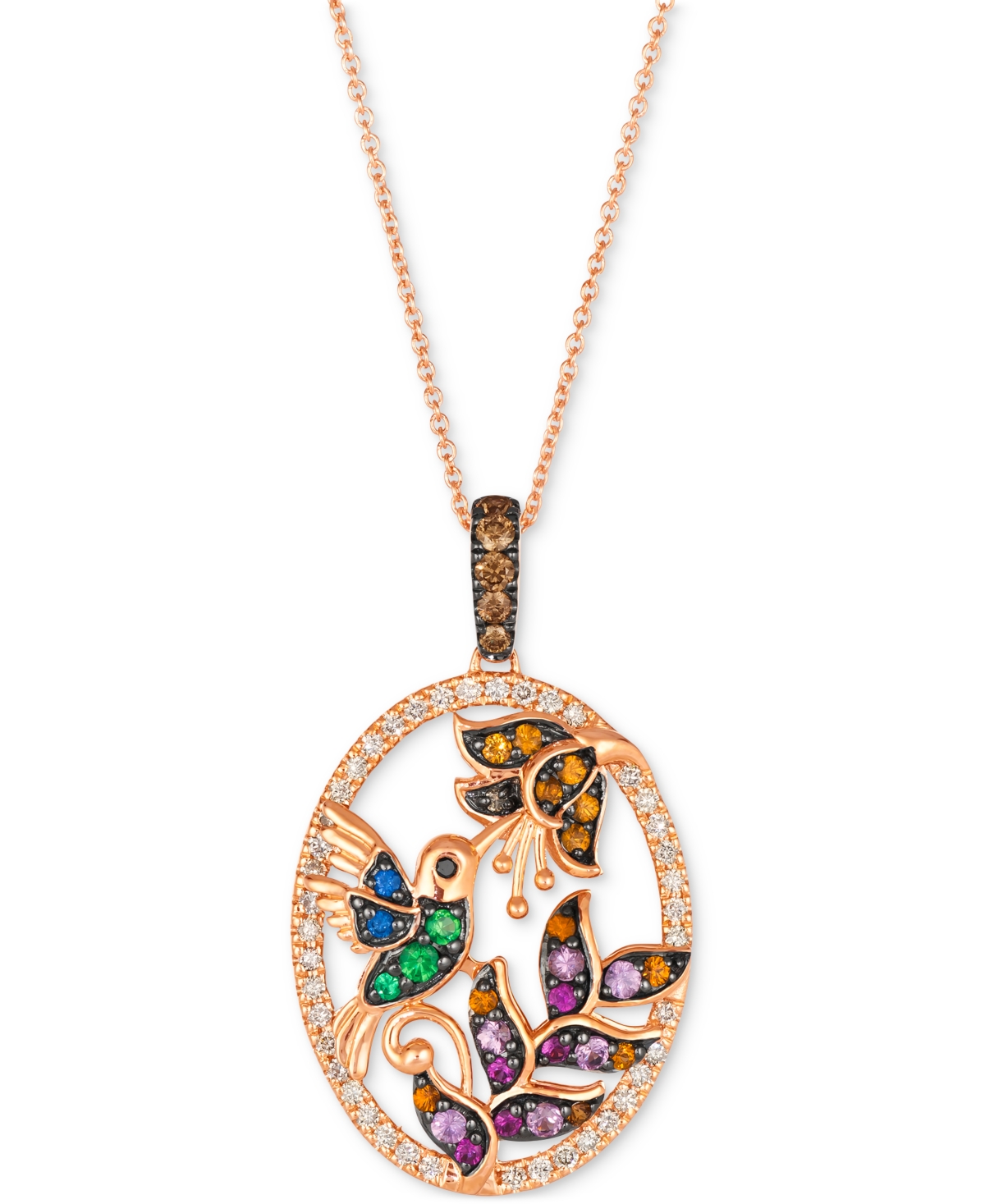 Le Vian Multi-gemstone (1/2 Ct. T.w.) & Diamond (1/2 Ct. T.w.) Hummingbird Adjustable 20" Pendant Necklace I In No Color