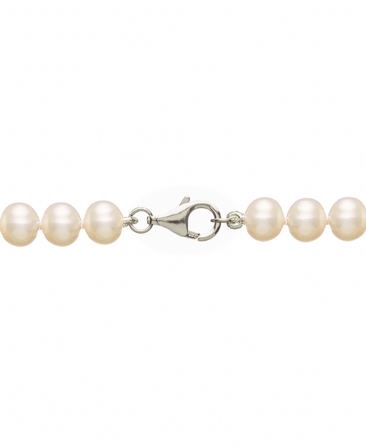 Macy's Cultured Freshwater Pearl Necklace (7-7 1/2mm) And Drop Earrings (7x9mm) Set In Sterling Silver In White,silver