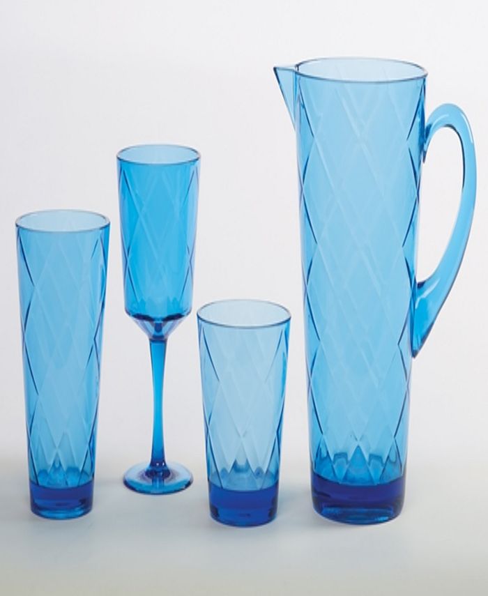Certified International Cobalt Blue Diamond Acrylic 8Pc. Iced Tea