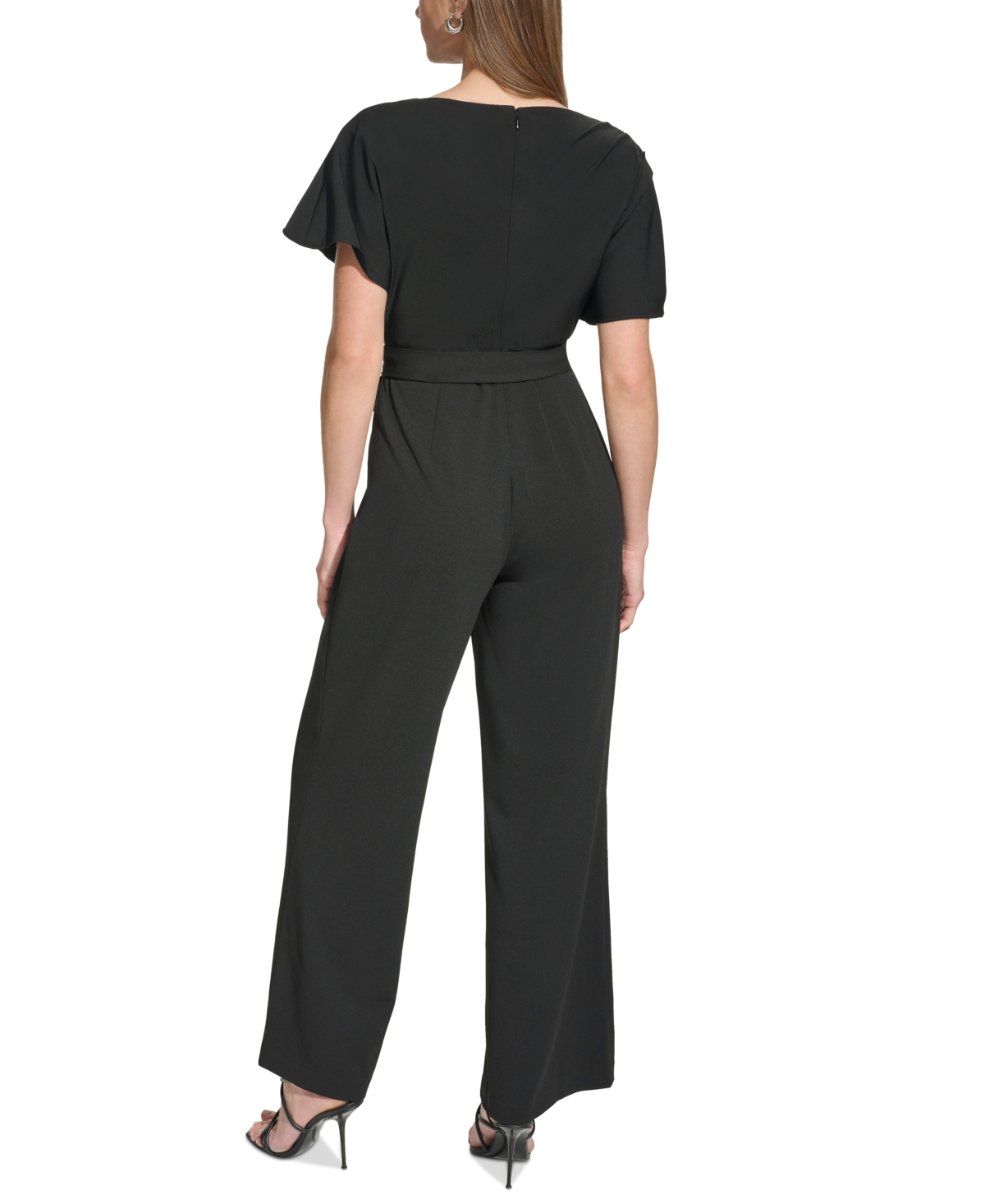 Shop Dkny Women's Cowl-neck Belted Jumpsuit In Black
