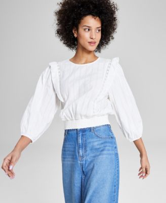 And Now This - Women's Scoop-Neck Puff-Sleeve Top