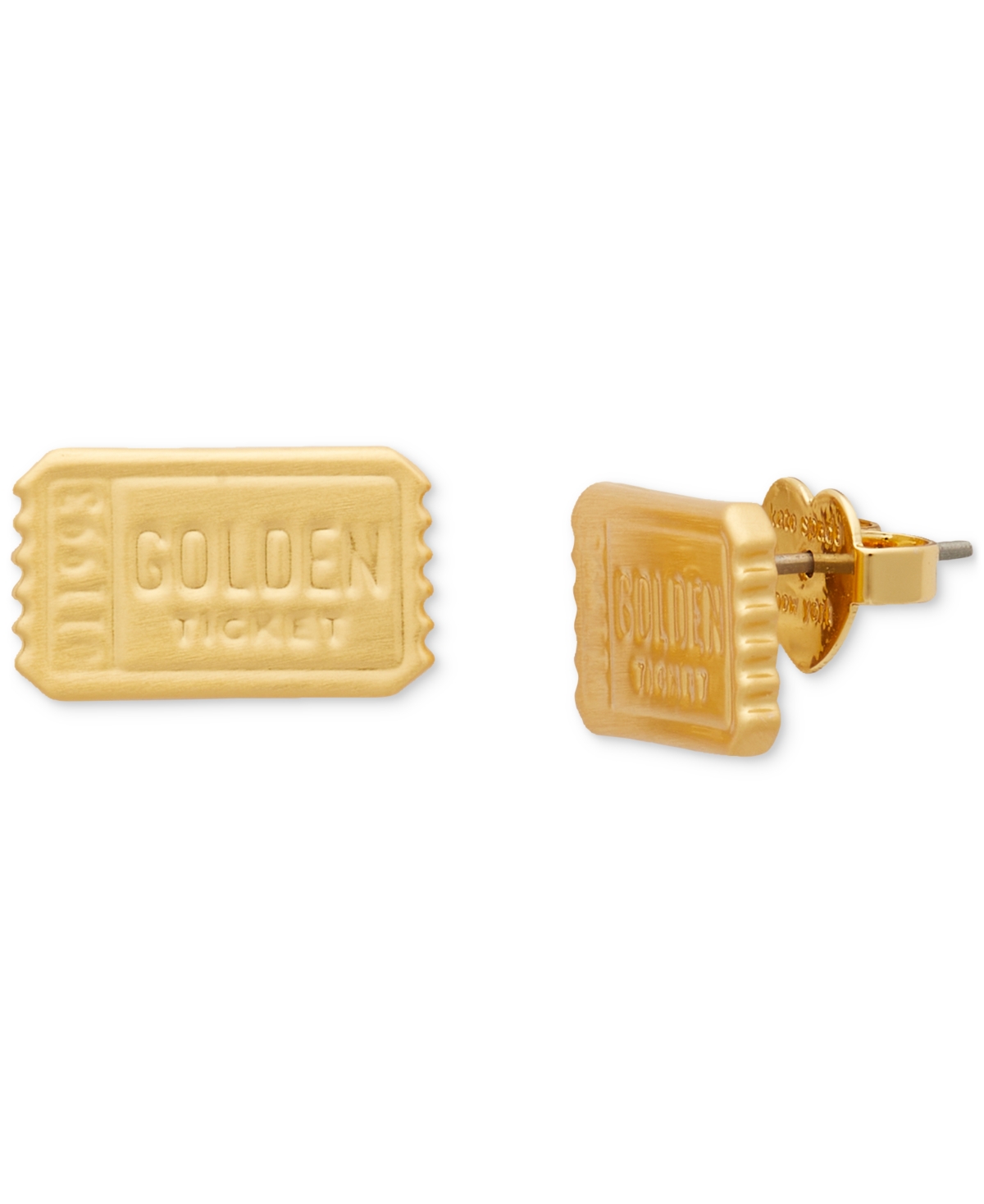 Kate Spade Gold-tone Ticket Stud Earrings In Gold.