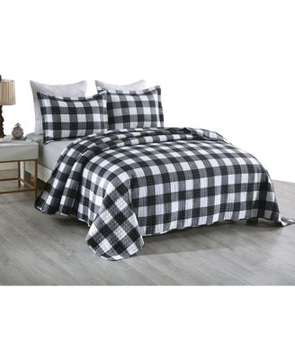 3 Piece Buffalo Quilt Bedspread Set Bedding Coverlet Set B020 - King