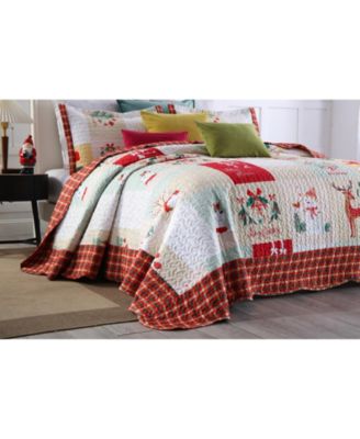 3 Piece Christmas Quilt Bedspread Set B023 - Queen