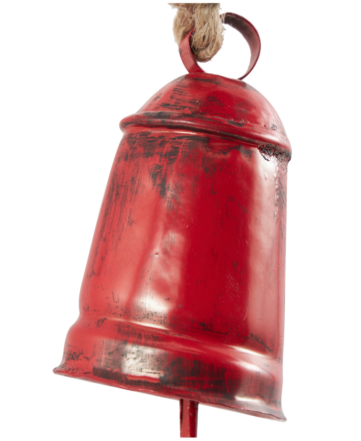 Rosemary Lane Metal Handmade Tibetan Inspired Decorative Cow Bell With Jute Hanging Rope, 4" X 3" X 29" In Red