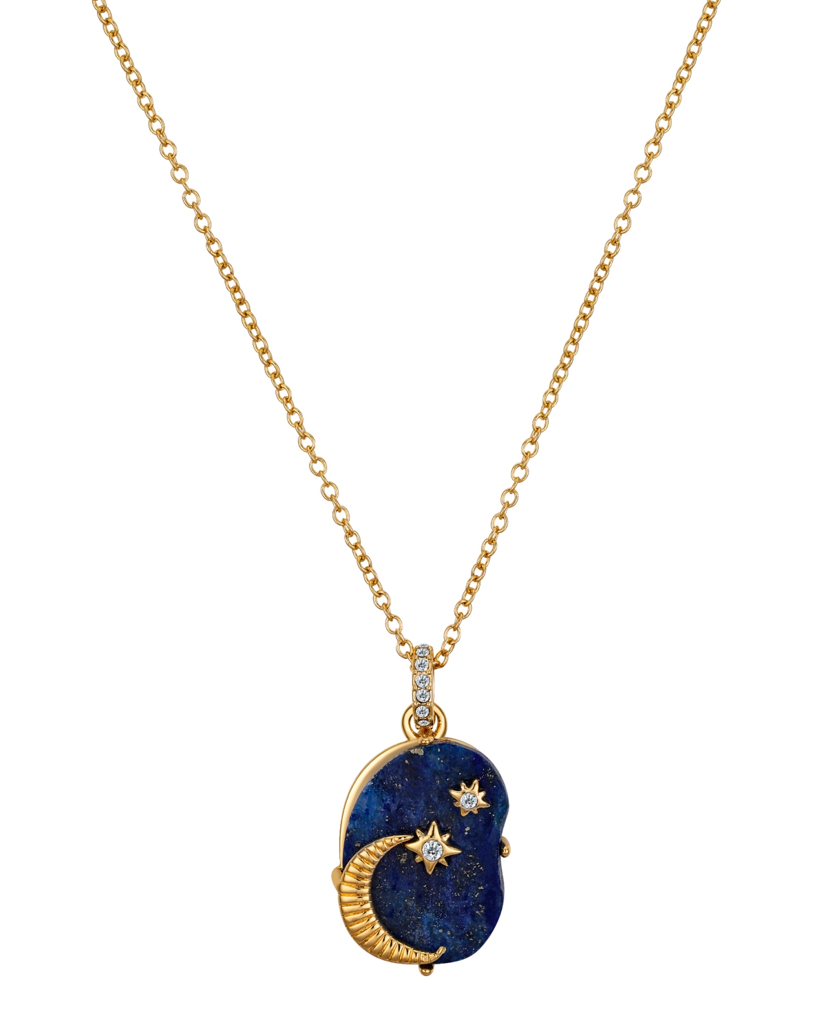 Unwritten Lapis And Crystal Moon Star Pendant Necklace In Gold