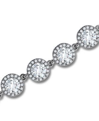 Cubic Zirconia Round Halo Link Bracelet